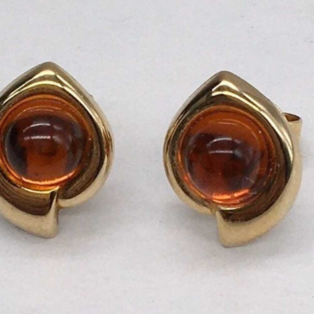 Vintage 9k gold baltic amber earrings - image 2