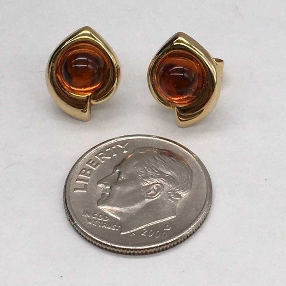 Vintage 9k gold baltic amber earrings - image 3