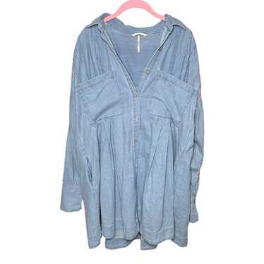 Free People The Denim Voyage Shirt Dress May Blue… - image 1