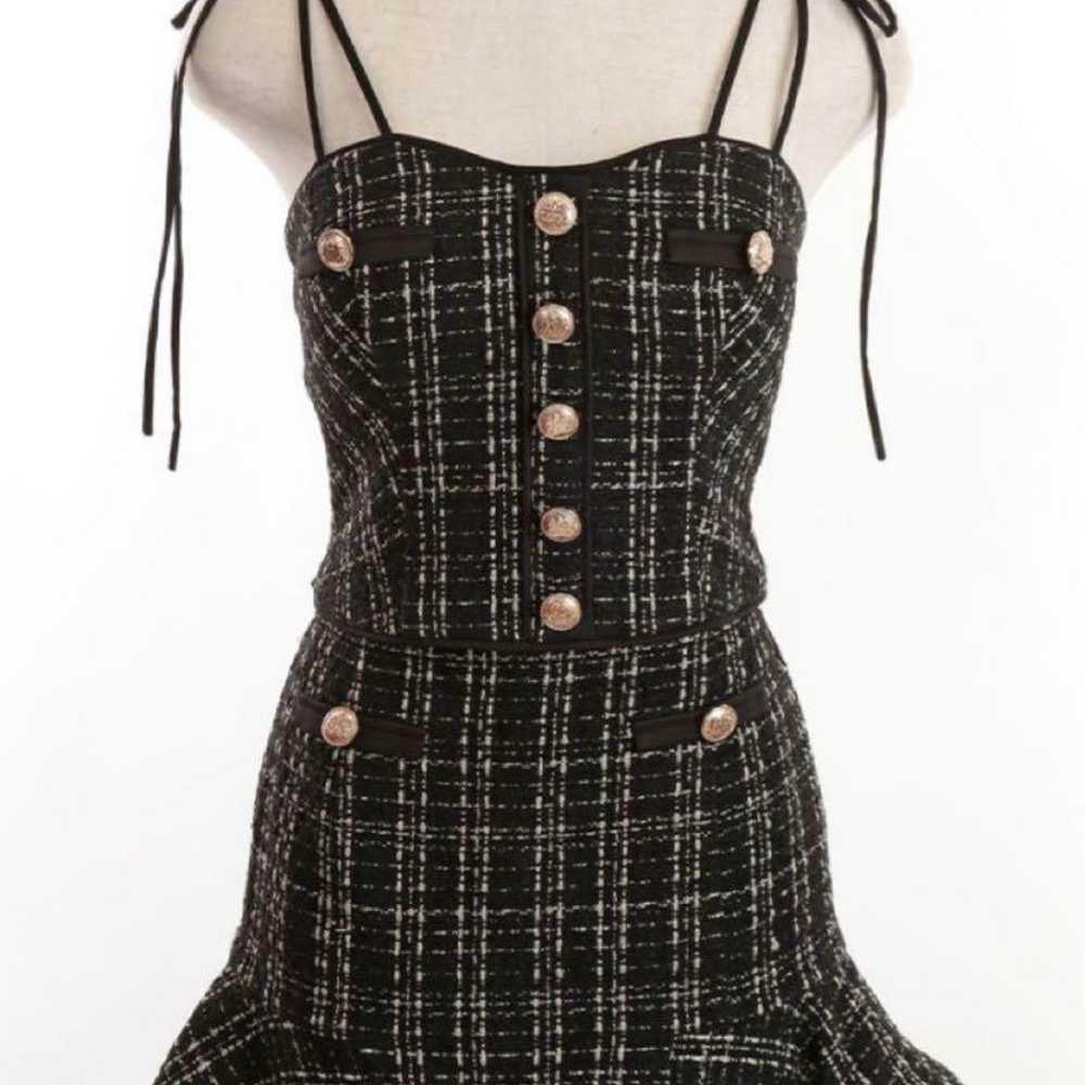 Tweed x Button Classical Setup Cabaret Dress (Bla… - image 3