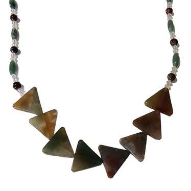 Vintage Artisan Triangle Stone Beaded Necklace Sou