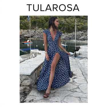 Tularosa Sid Wrap Dress in Navy Dot