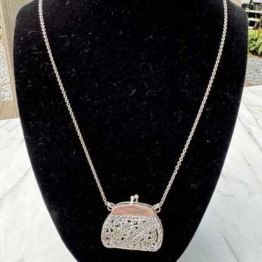 Vintage Sterling Silver Marcasite Necklace