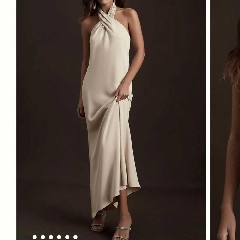 BHLDN Ruby Twist Halter Satin Gown - image 1