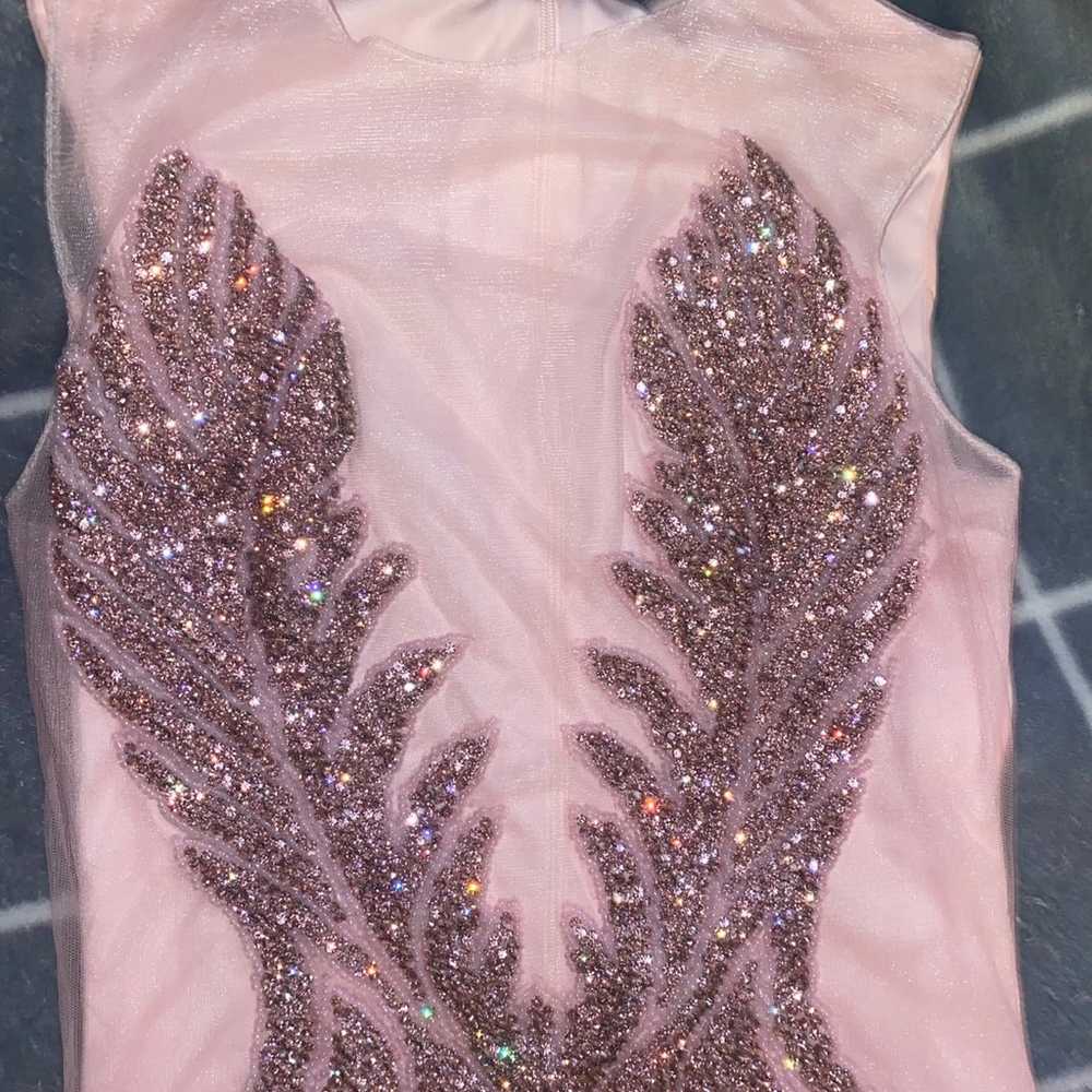 A pink mini dress with rimestones - image 3