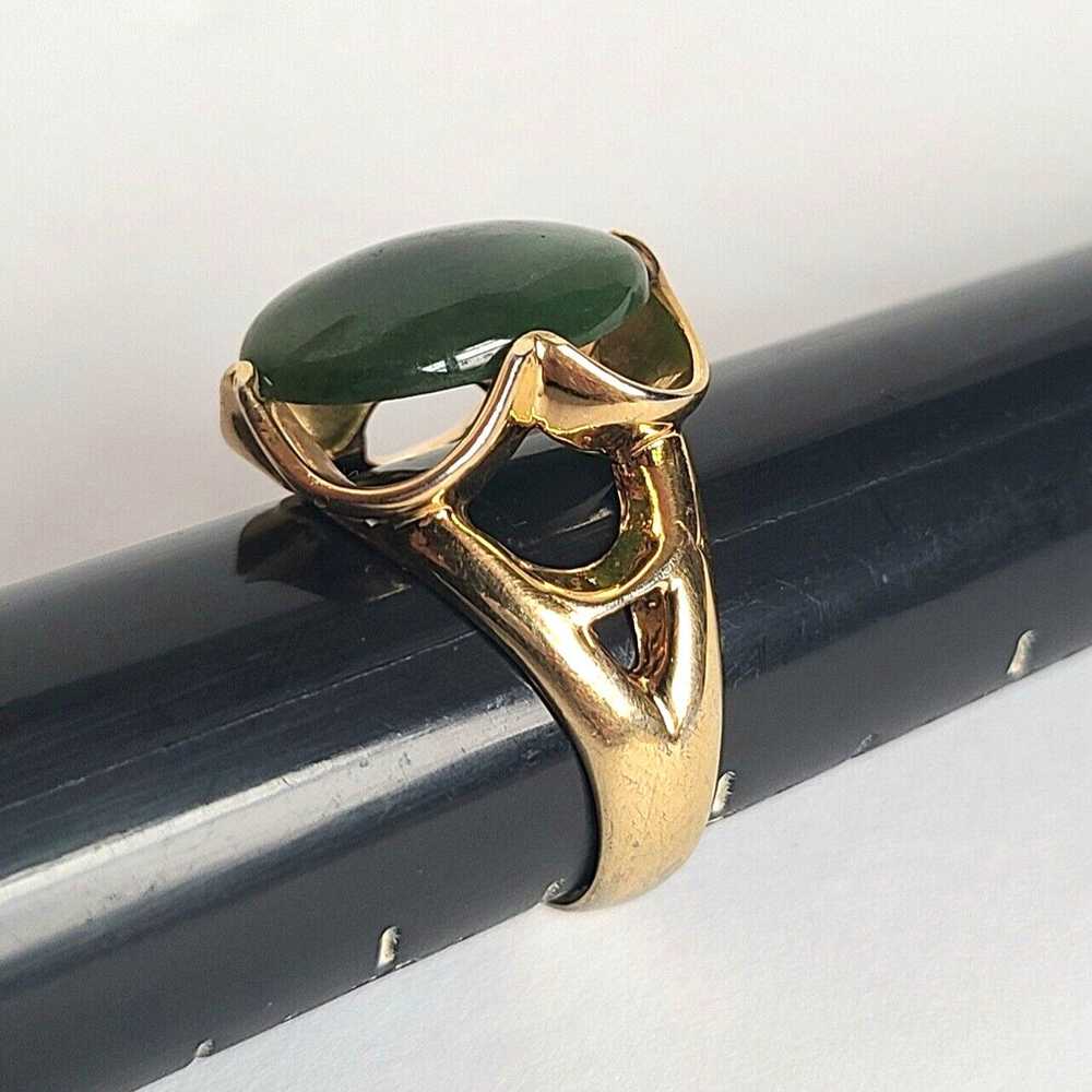 Vtg Navajo Gold Vermeil Sterling Silver Jade Ring… - image 6