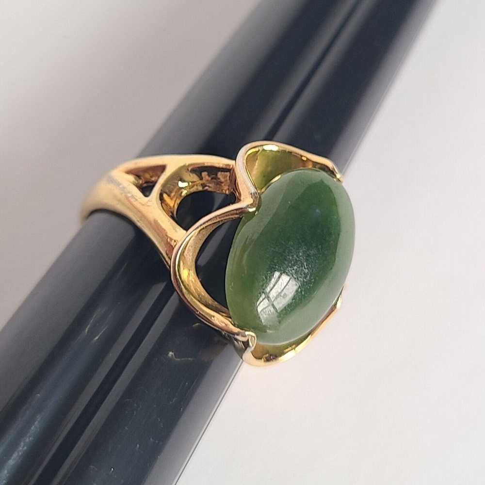 Vtg Navajo Gold Vermeil Sterling Silver Jade Ring… - image 7