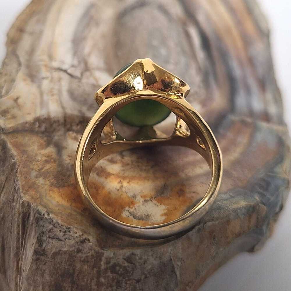 Vtg Navajo Gold Vermeil Sterling Silver Jade Ring… - image 9