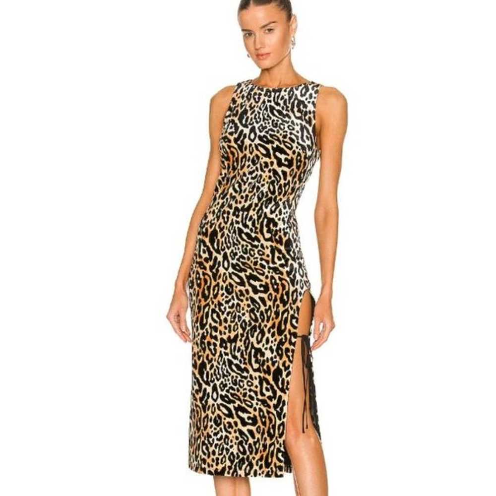 NWOT h:ours Kori Midi Dress in leopard size small - image 2