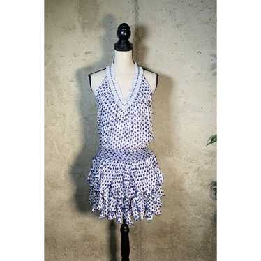 Poupette St Barth 2024 Beline V Neck Tank Dress in Blue & White size 2