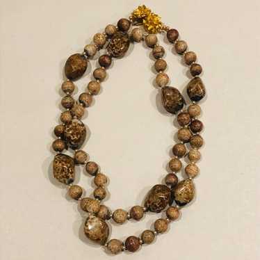 Judith McCann Brown Stone Bead Necklace - image 1