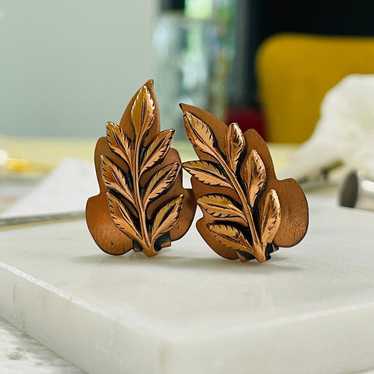 VTG Matisse RENOIR Copper LAUREL Brown Leaf Clip E