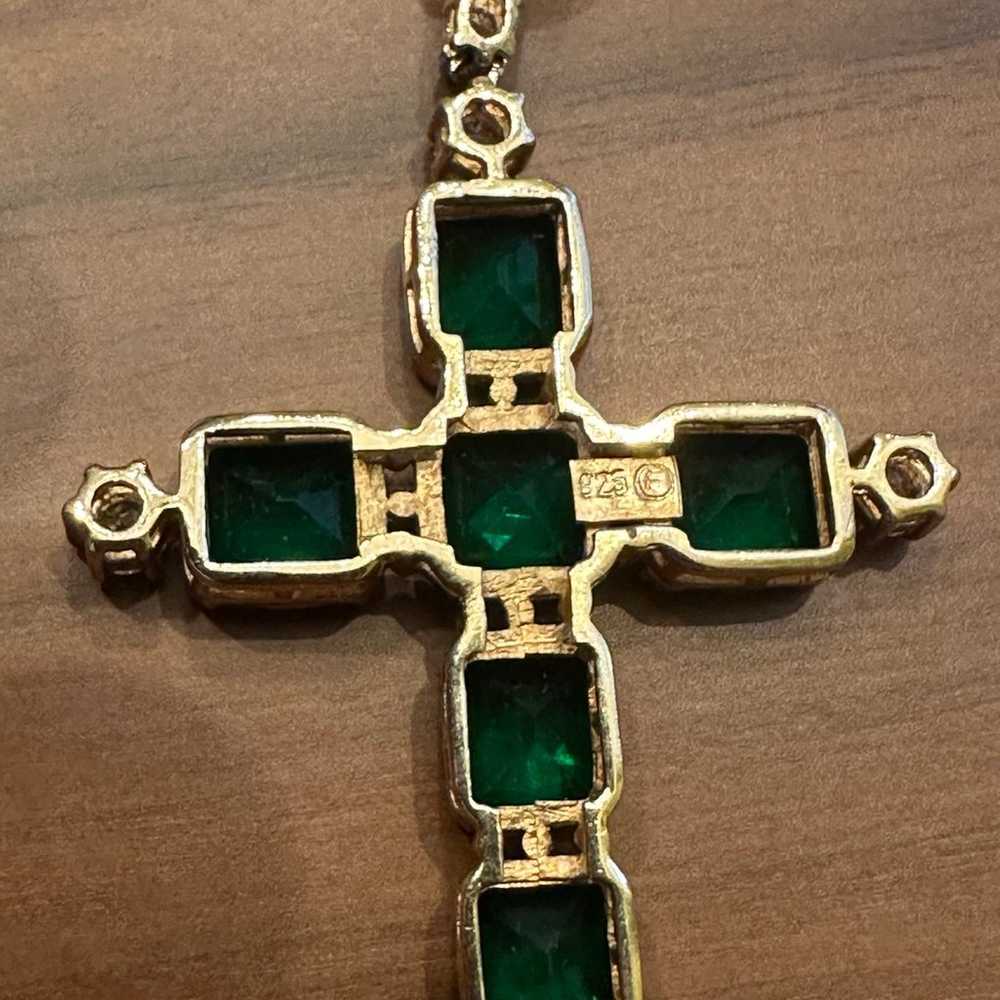 FINAL PRICE Designer Green and Clear Stone Cross … - image 7