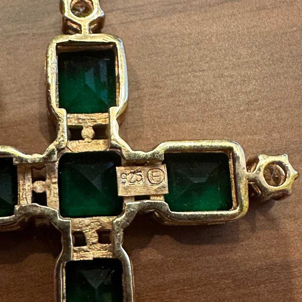 FINAL PRICE Designer Green and Clear Stone Cross … - image 8