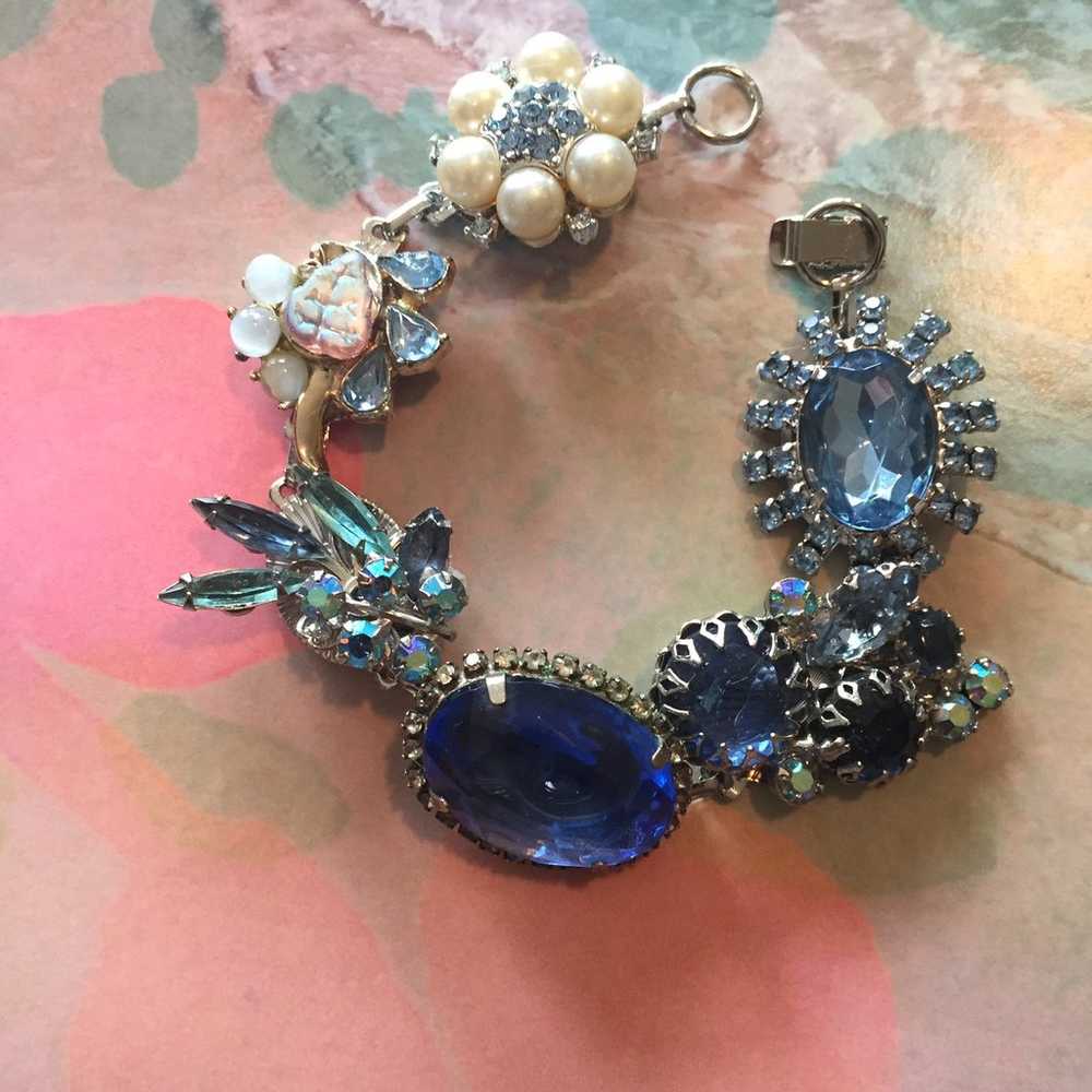 Vintage Blue Rhinestone Bracelet - image 6