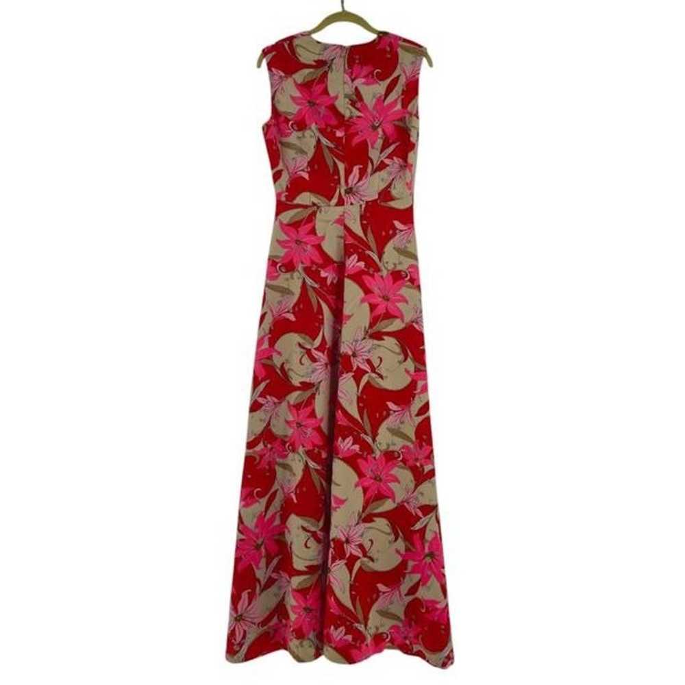 Vintage 1960s Red Floral Maxi Dress with Pink & B… - image 2