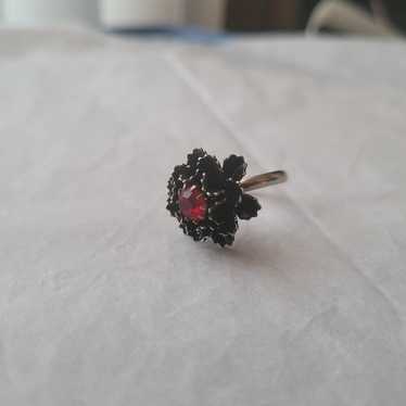 Vintage Silver Tone Rose Ring Size 6