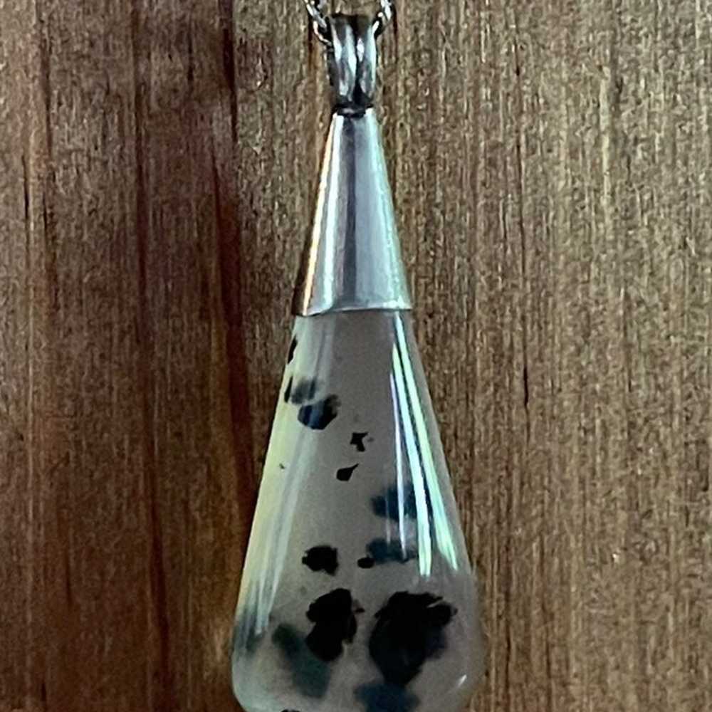 .925 Sterling Silver Dendritic Moss Agate Vintage… - image 2