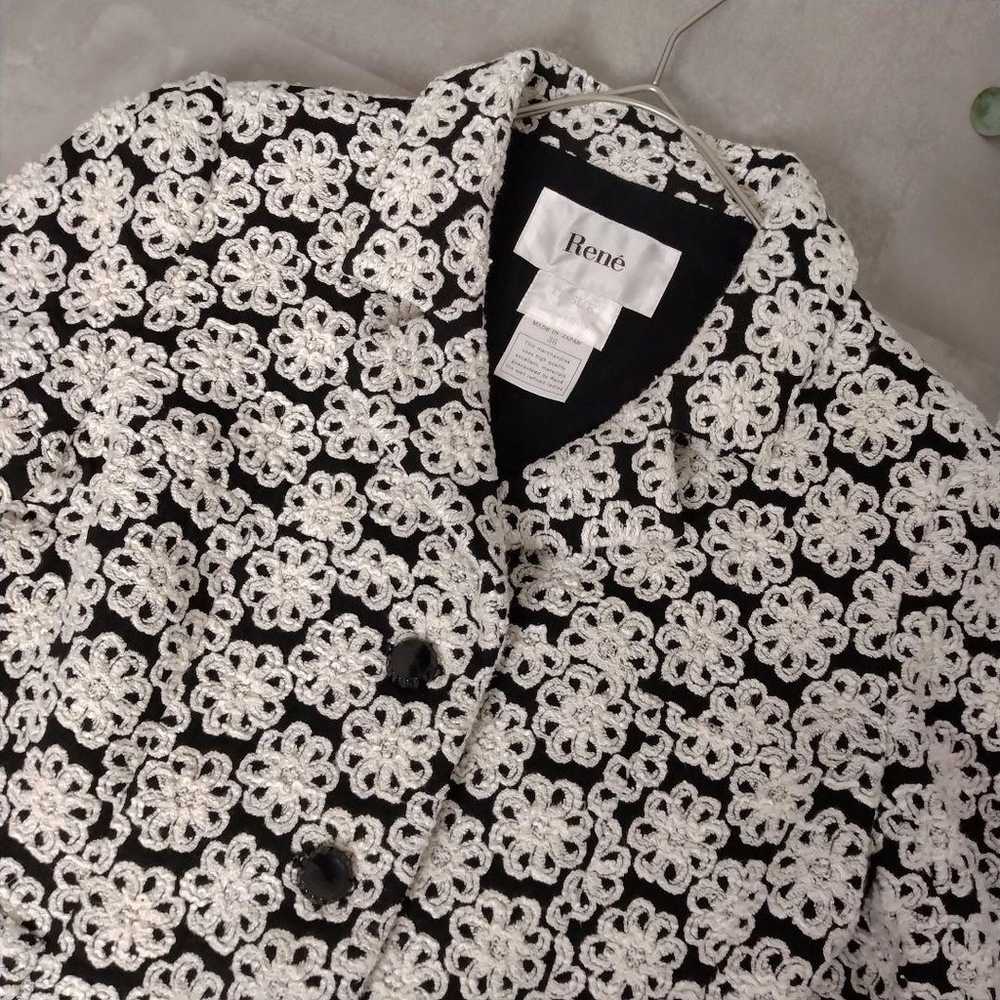 RENE Dress Coat Outerwear Floral Pattern Embroide… - image 6