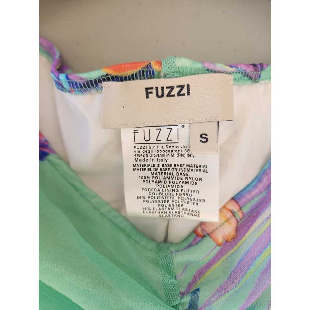 Fuzzi Tropical Ruched Mesh Mini Dress Size S Mint… - image 8