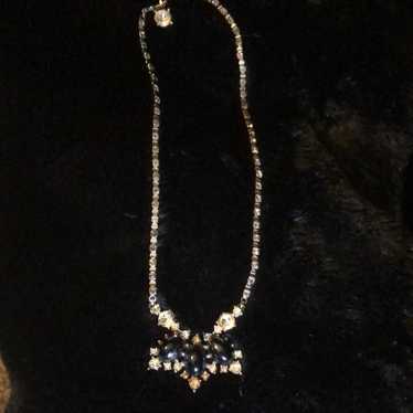 1960s Bogoff Black stone & clear rhinestone Neckla