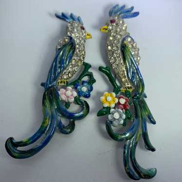 Antique Deco 2 Bird of Paradise Brooches - image 1