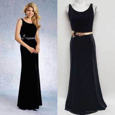 Alfred Angelo 7326L Black Velvet Lace Beaded Gold… - image 1