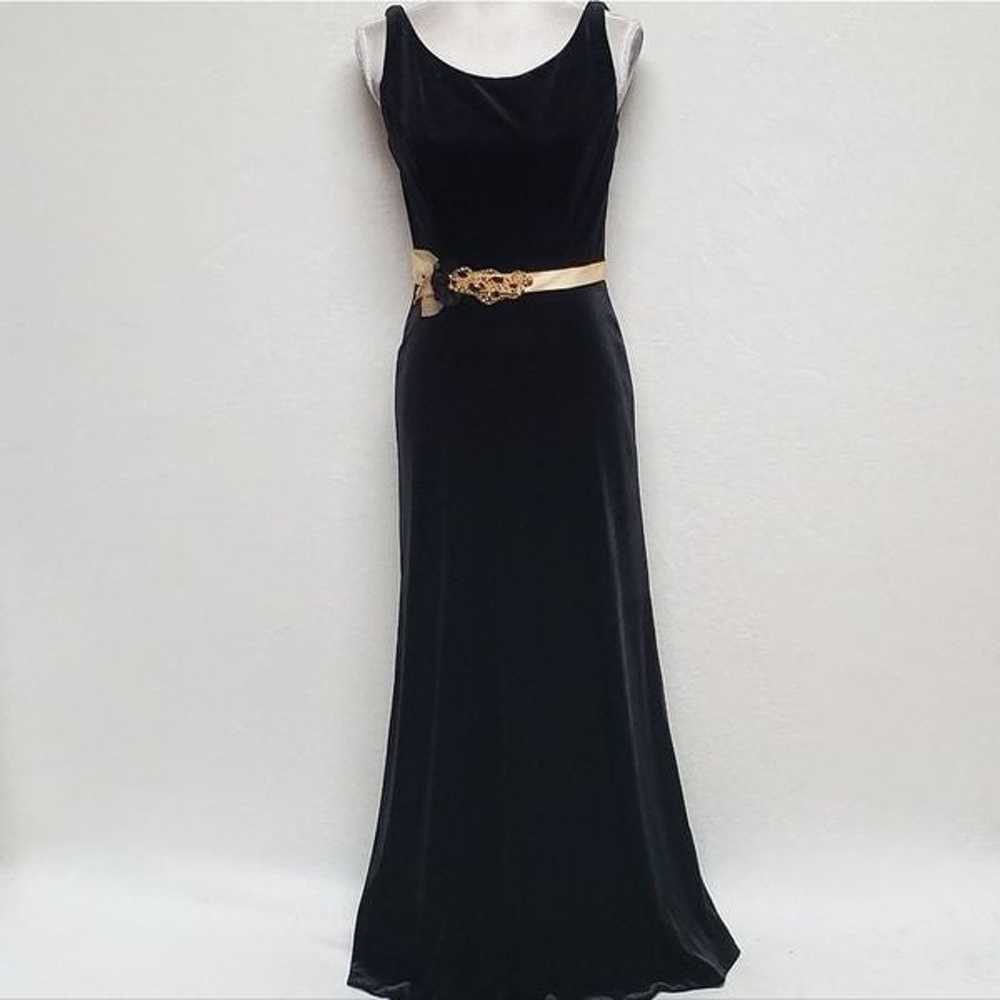 Alfred Angelo 7326L Black Velvet Lace Beaded Gold… - image 2