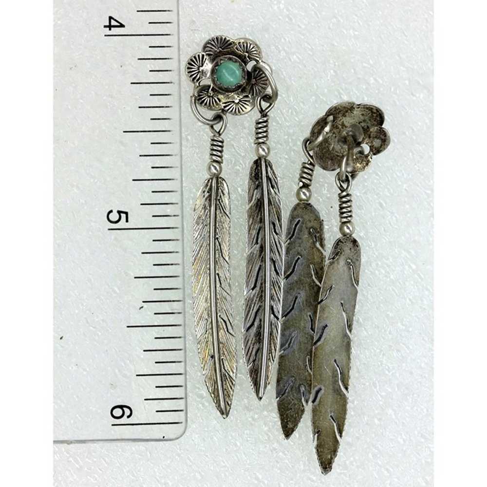 925 STERLING Native American turquoise feather VI… - image 5