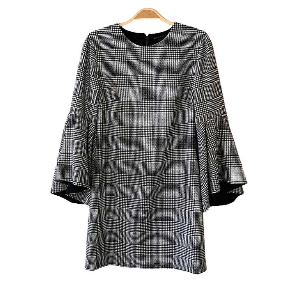 Alice + Olivia Dress Thym Wool Blend Plaid Bell S… - image 2