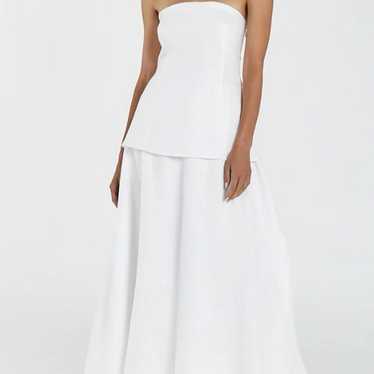 DISSH Saskia White Linen Strapless Drop Waist Mid… - image 1