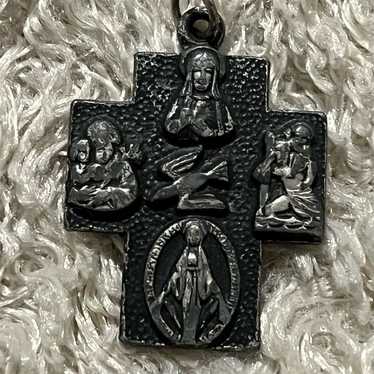 Vintage Four-Way Cross Pendant Catholic Religious 