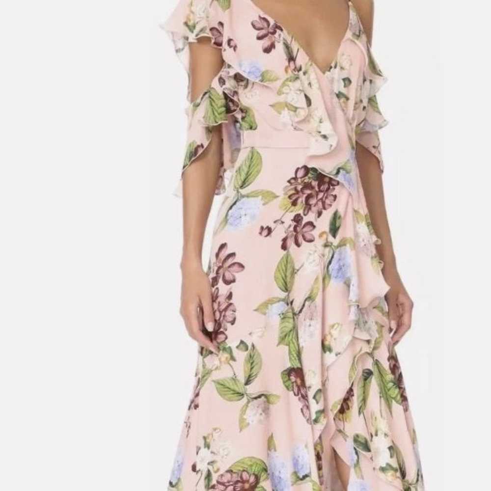 Nicholas Evie Pink Floral Wrap Flounce Maxi Long … - image 1