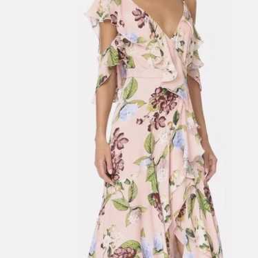 Nicholas Evie Pink Floral Wrap Flounce Maxi Long … - image 1