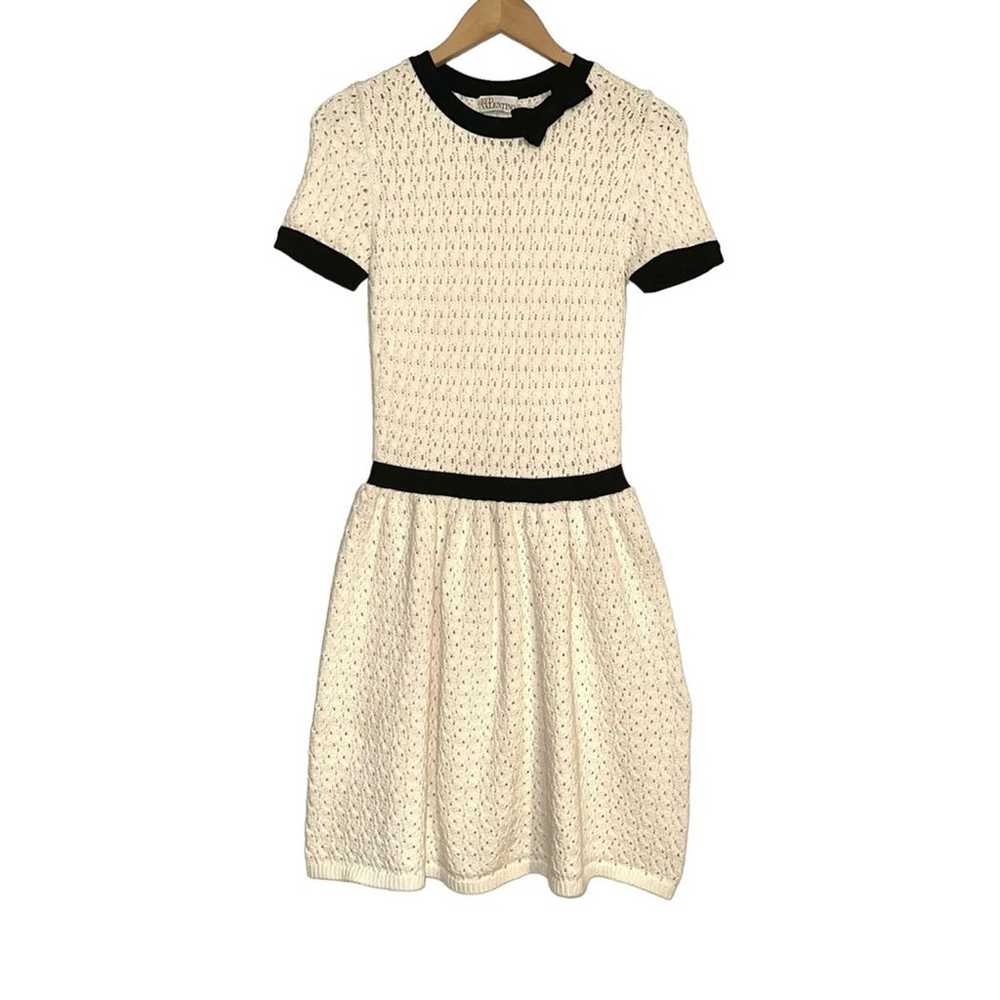 Red Valentino Cream Open Knit Short Sleeve Croche… - image 2