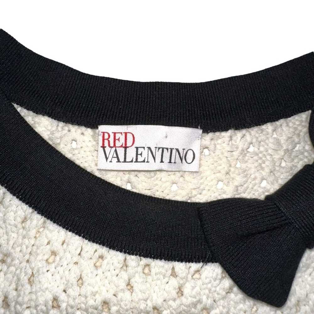 Red Valentino Cream Open Knit Short Sleeve Croche… - image 4