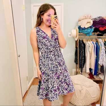 Rebecca Taylor Purple Floral Mini Dress 6 - image 1