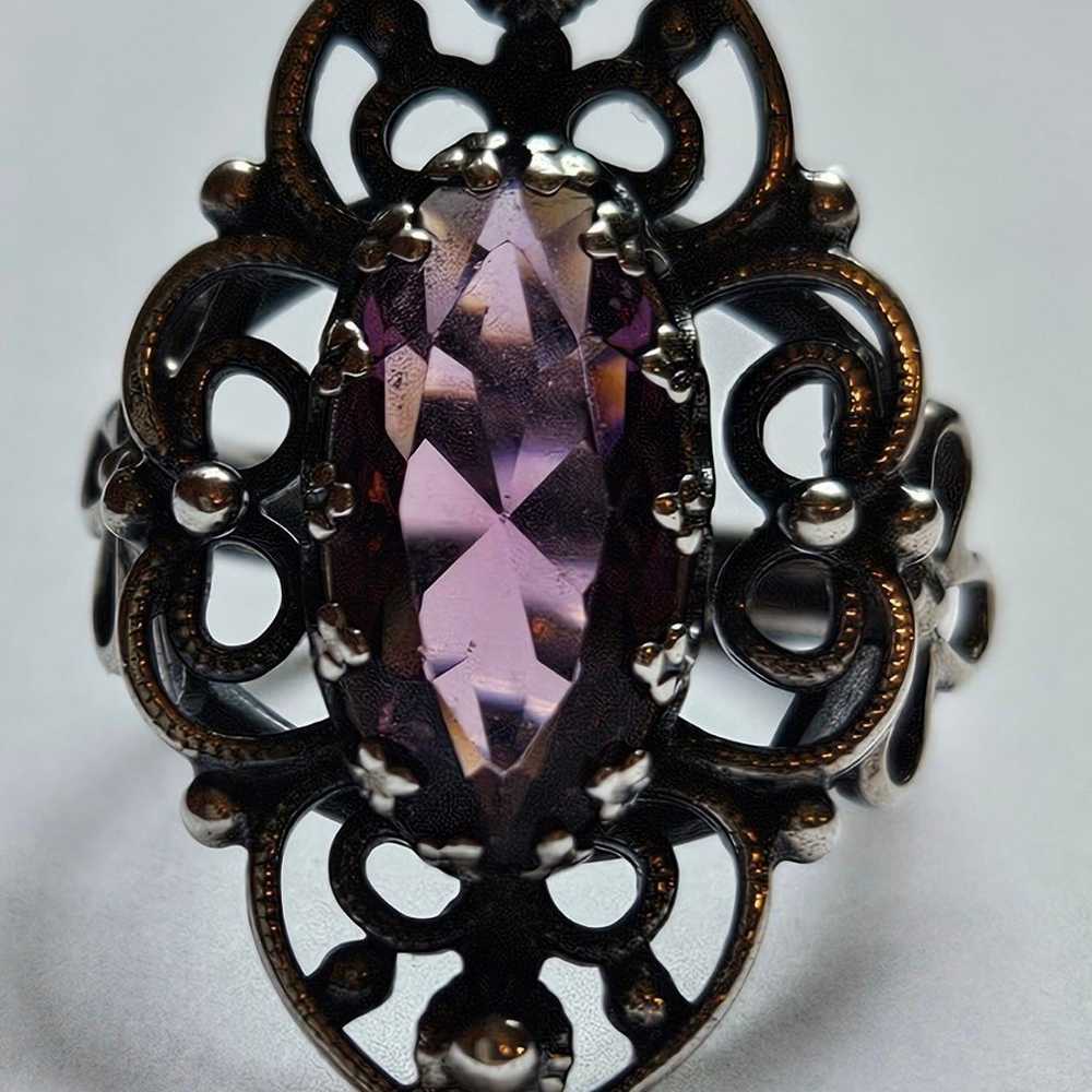 Sterling Silver Scroll Ring with Amethyst Size 6 - image 10