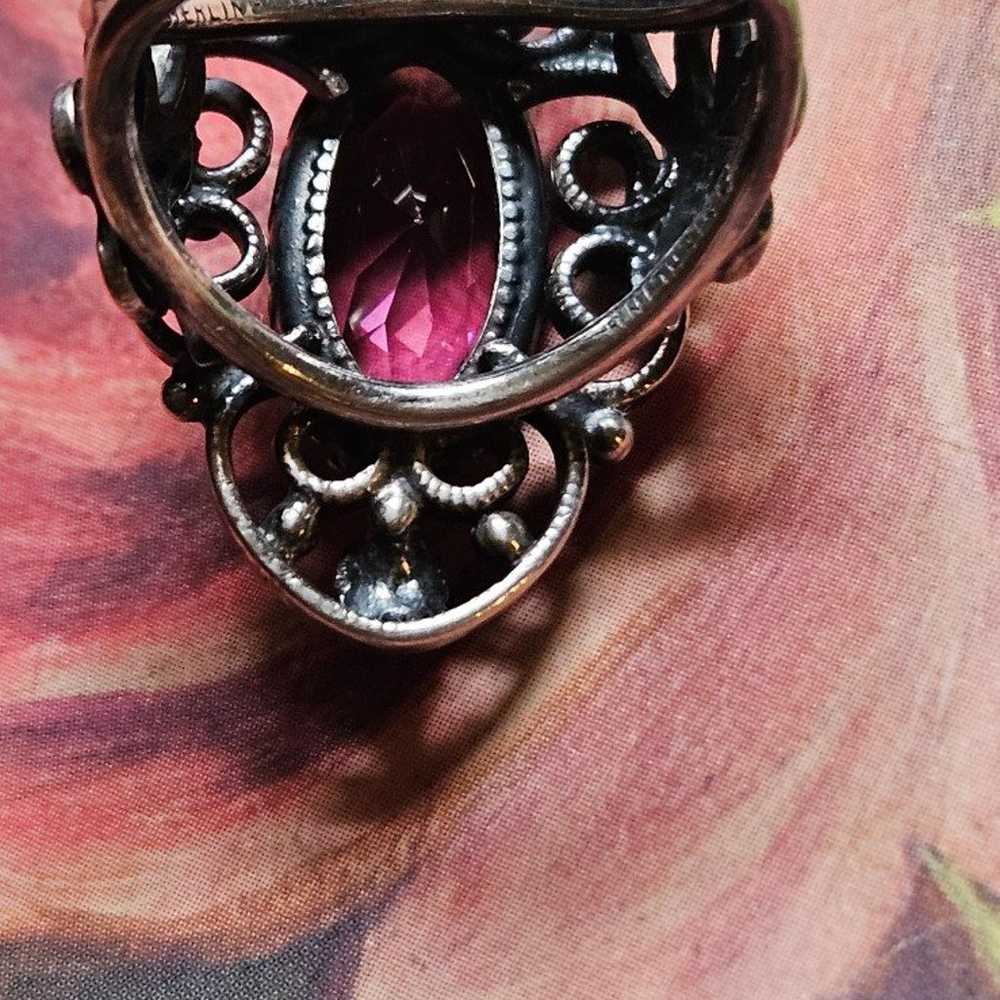 Sterling Silver Scroll Ring with Amethyst Size 6 - image 4