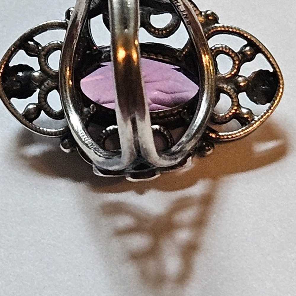 Sterling Silver Scroll Ring with Amethyst Size 6 - image 8