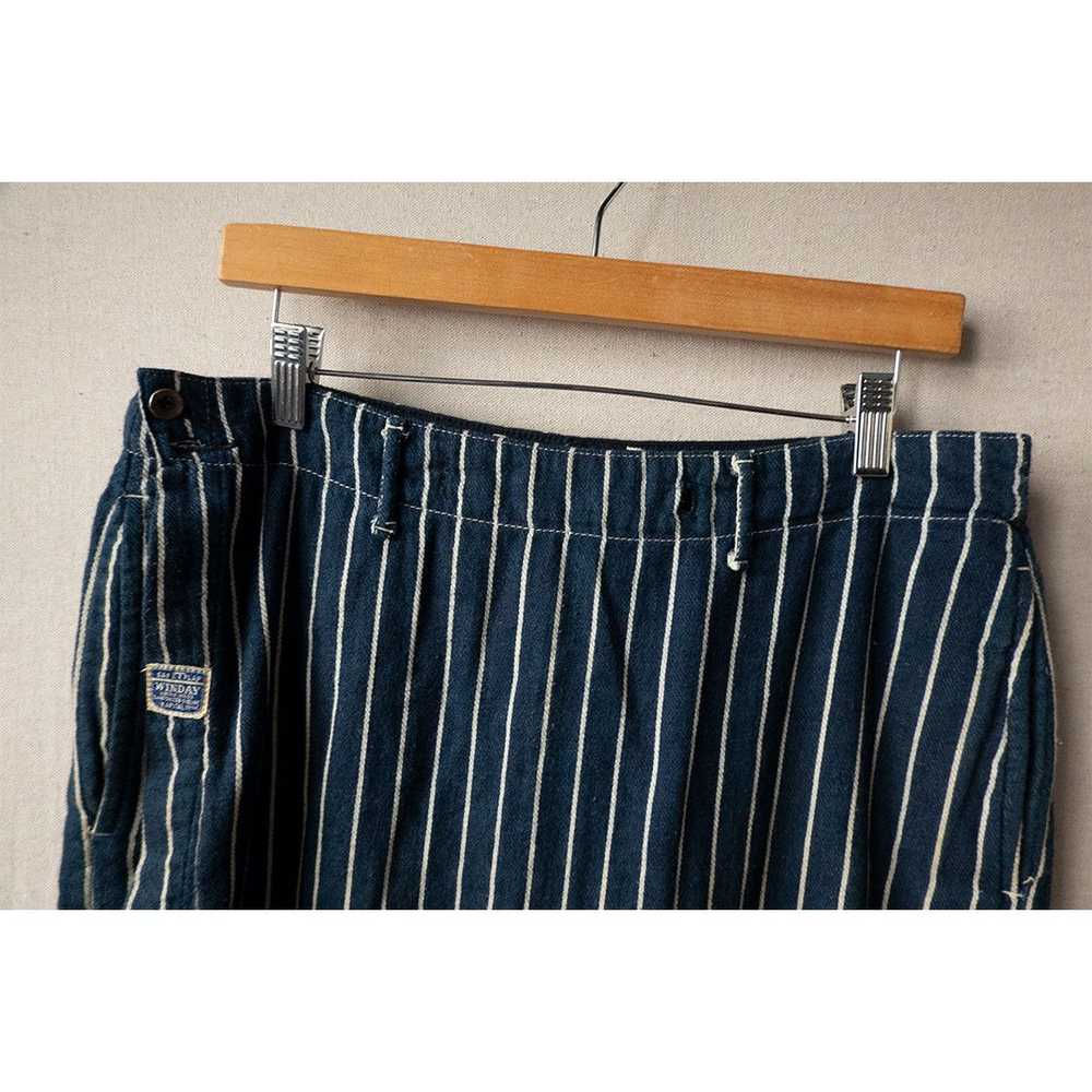 Kapital Blue Pinstripe Wrap Trousers - image 5