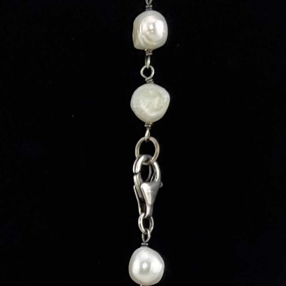 Genuine Pearl and Sterling Silver Vintage Necklac… - image 3