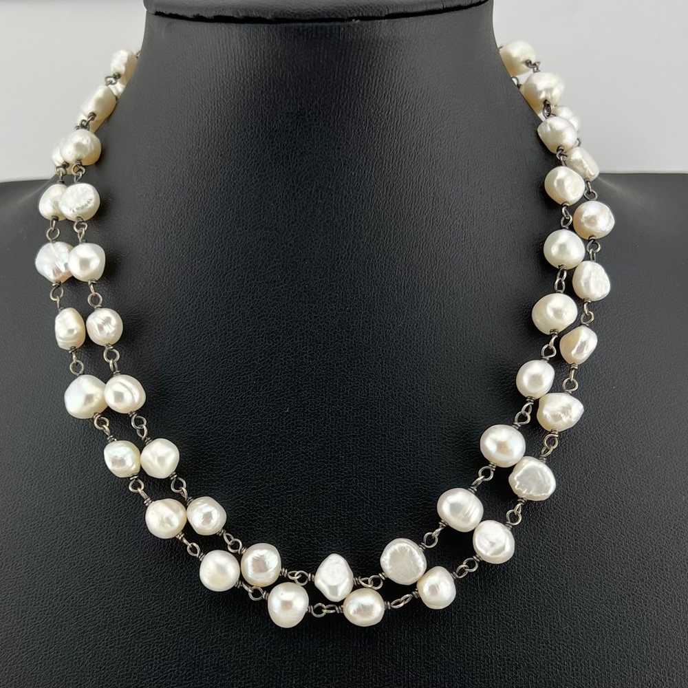 Genuine Pearl and Sterling Silver Vintage Necklac… - image 4