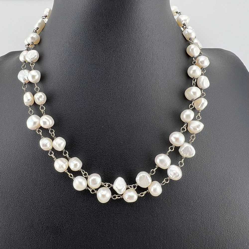 Genuine Pearl and Sterling Silver Vintage Necklac… - image 6