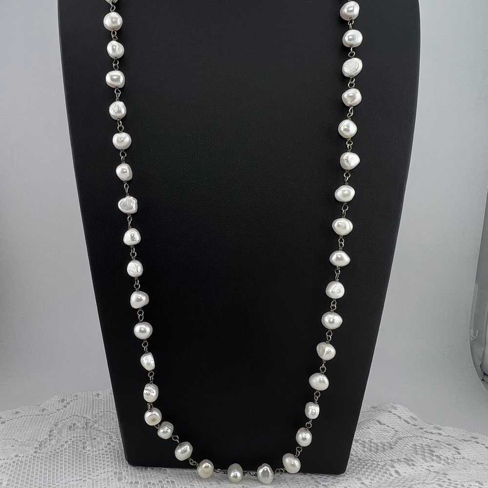 Genuine Pearl and Sterling Silver Vintage Necklac… - image 7