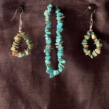 Native made turquoise bracelet and earrings - image 1