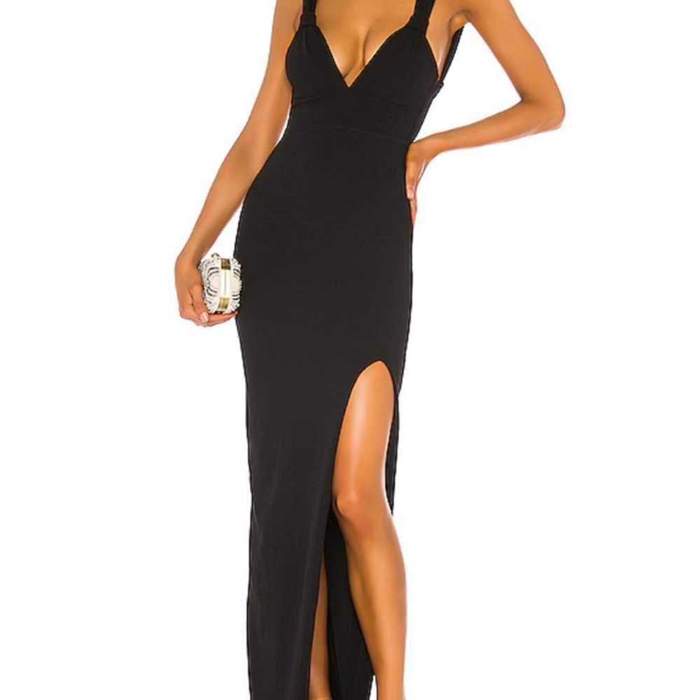 Revolve Nookie Black Lust Gown Deep V Back Tie Op… - image 2