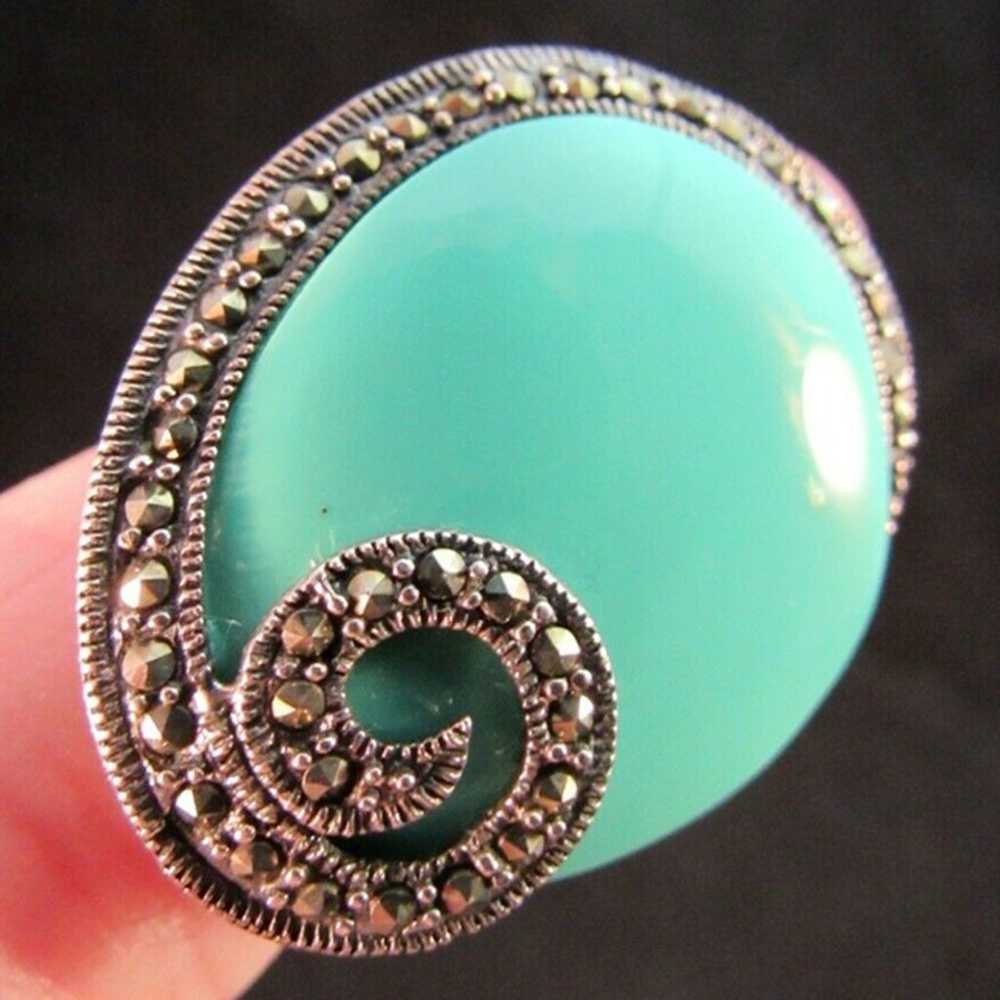 STERLING SILVER & faux TURQUOISE ladies ring 925 … - image 1