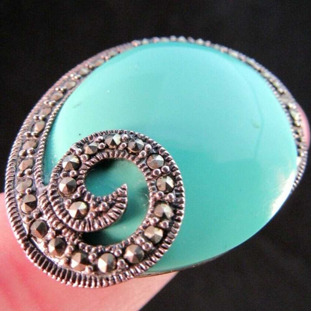 STERLING SILVER & faux TURQUOISE ladies ring 925 … - image 2