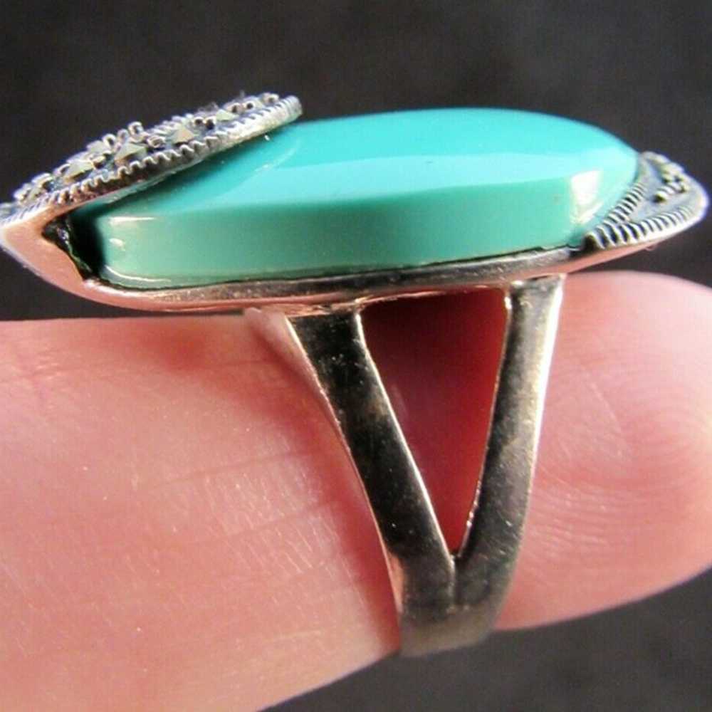 STERLING SILVER & faux TURQUOISE ladies ring 925 … - image 3